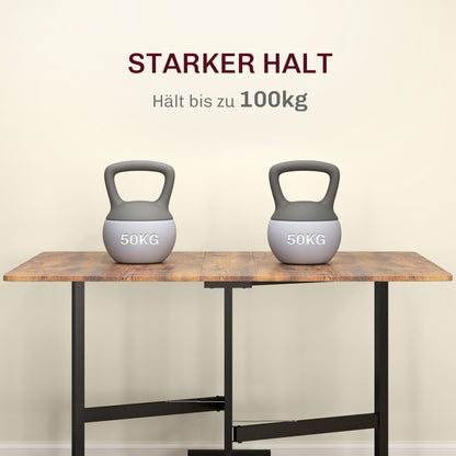 Uitschuifbare Eettafel – Inklapbare Tafel – Vouwtafel – Keukentafel – Rustiek Bruin – Ruimtebesparend Design – Met Wieltjes En Remmen