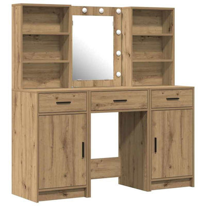 Kaptafelset – Kaptafel – Make-uptafel – Dressing Table – Toilettafel – Eikenkleur – Compact 50x41x135 cm – Duurzaam Plaatmateriaal
