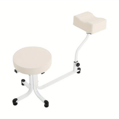 Pedicurekruk – Pedicurestoel – Nagelkruk – Schoonheidsstoel – Voetensteunkruk – Verstelbare Hoogte – Stevig IJzeren Frame – Comfortabele PU Leren Zitting – Modern Wit