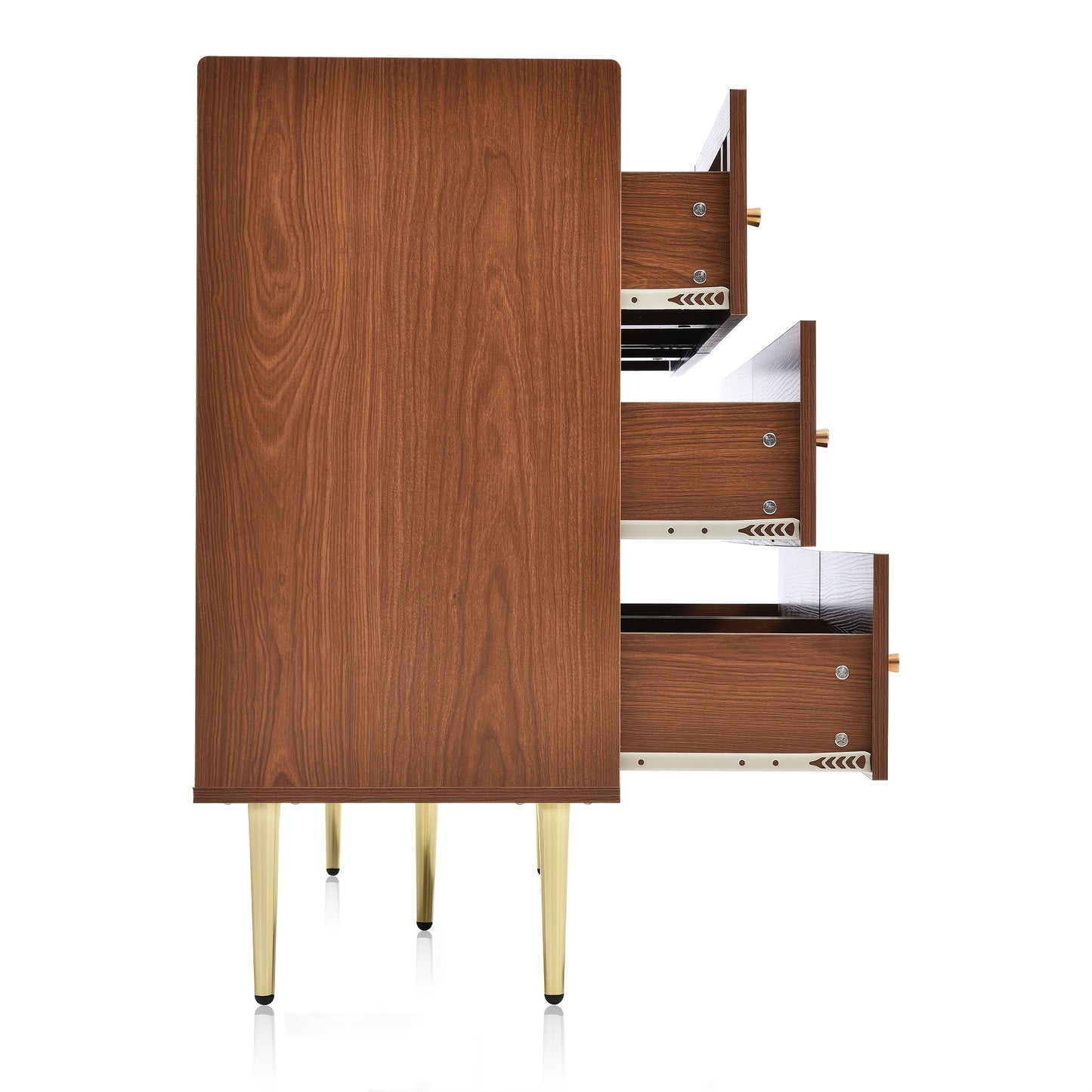 Six-drawer Chest Of Drawers Storage Cabinet with Six Drawers, Rattan Highboard for Bedroom And All Living Spaces, In Walnut, H90/W120/D40cm,  Multidrawer Cabinet, Modern Chest Of Drawers, Minimalist Furniture, Durable Storage