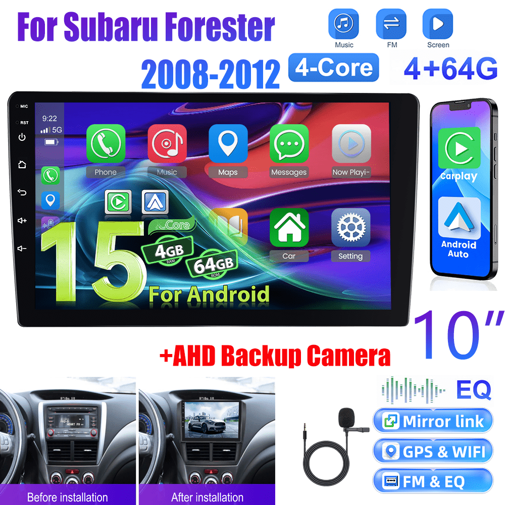 Android Autostereo – Autoradio – Multimedia Systeem – Touchscreen Radio – Navigatiesysteem – Met AHD Achteruitrijcamera & Draadloze Carplay