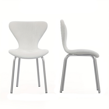Eetkamerstoel – Kuipstoel – Barkruk – Keukenstoel – Stoel – Luxe Witte Velvet Bekleding – Zilverkleurig Metalen Onderstel