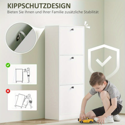 Schoenenkast – Schoenenrek – Schoenenopberger – Hal Organizer – Smalle Schoenenkast – Wit – Verstelbare Vakverdeling – Geschikt Voor 12 Paar Schoenen – 47x26x120 cm