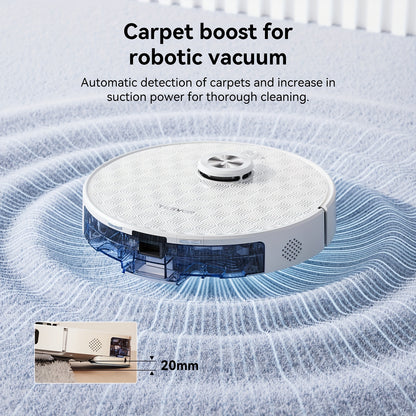 Robotstofzuiger – Robotstofzuiger met dweilfunctie – Automatische stofzuiger – Slimme schoonmaker – Dweilrobot – Wit – 6000 Pa zuigkracht – 3-in-1 laser navigatie