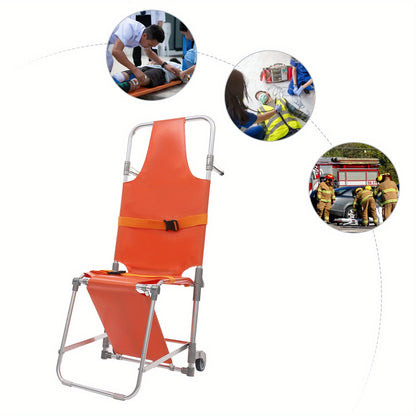 Heavy-Duty EMS Traptstoel – Ambulance Stoel – Draagbaar Stretcher – Reddingsstoel – Medische Transportstoel – Extra Stevig Aluminium – Draagvermogen 159 KG – 4 Wielen Met Veiligheidsgordels