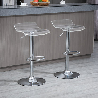 Barstoel – Barkruk – Kruk – Barstoel Set – Transparant Acryl – 360° Draaibaar – In Hoogte Verstelbaar – Met Voetsteun