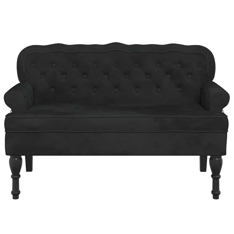 Bankje – Sofa Bank – Zitbank – Zitmeubel – Bankje Met Rugleuning – Zwarte Velvet Bekleding – Hardhouten Frame – Compact Design – Duurzaam