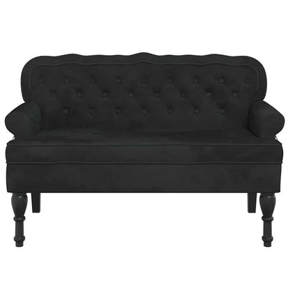 Bankje – Sofa Bank – Zitbank – Zitmeubel – Bankje Met Rugleuning – Zwarte Velvet Bekleding – Hardhouten Frame – Compact Design – Duurzaam