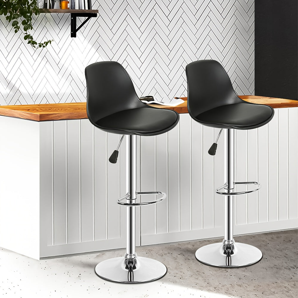 Barkrukken – Barstoelen – Keukenkrukken – Hoge Stoelen – Barkruk Set – Verstelbare Zithoogte – Draaibare Zitting – Zwart Kunstleer – Metalen Frame – Set Van 4