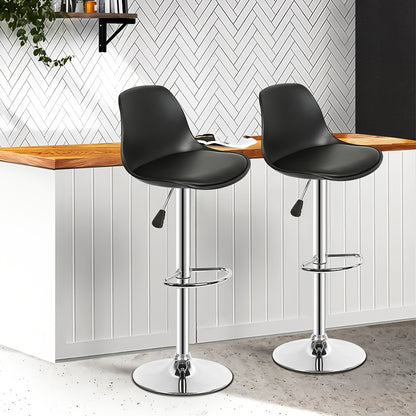 Barkrukken – Barstoelen – Keukenkrukken – Hoge Stoelen – Barkruk Set – Verstelbare Zithoogte – Draaibare Zitting – Zwart Kunstleer – Metalen Frame – Set Van 4