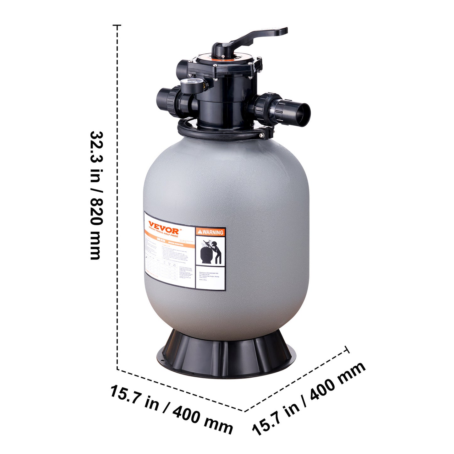 Zandfilter – Zwembadfilter – Sandfilter – Filterinstallatie – Zwembadreiniging – 16 Inch Diameter – 7-standen Multiportkraan