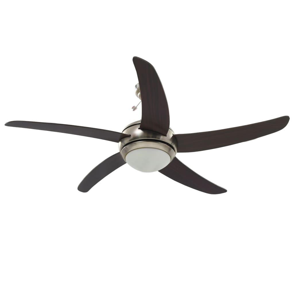 Plafondventilator – Ventilator – Plafondlamp – Luchtcirculatie – Verlichting – Ø 128 cm – Afstandsbediening – 3 Snelheden – Warm Bruin