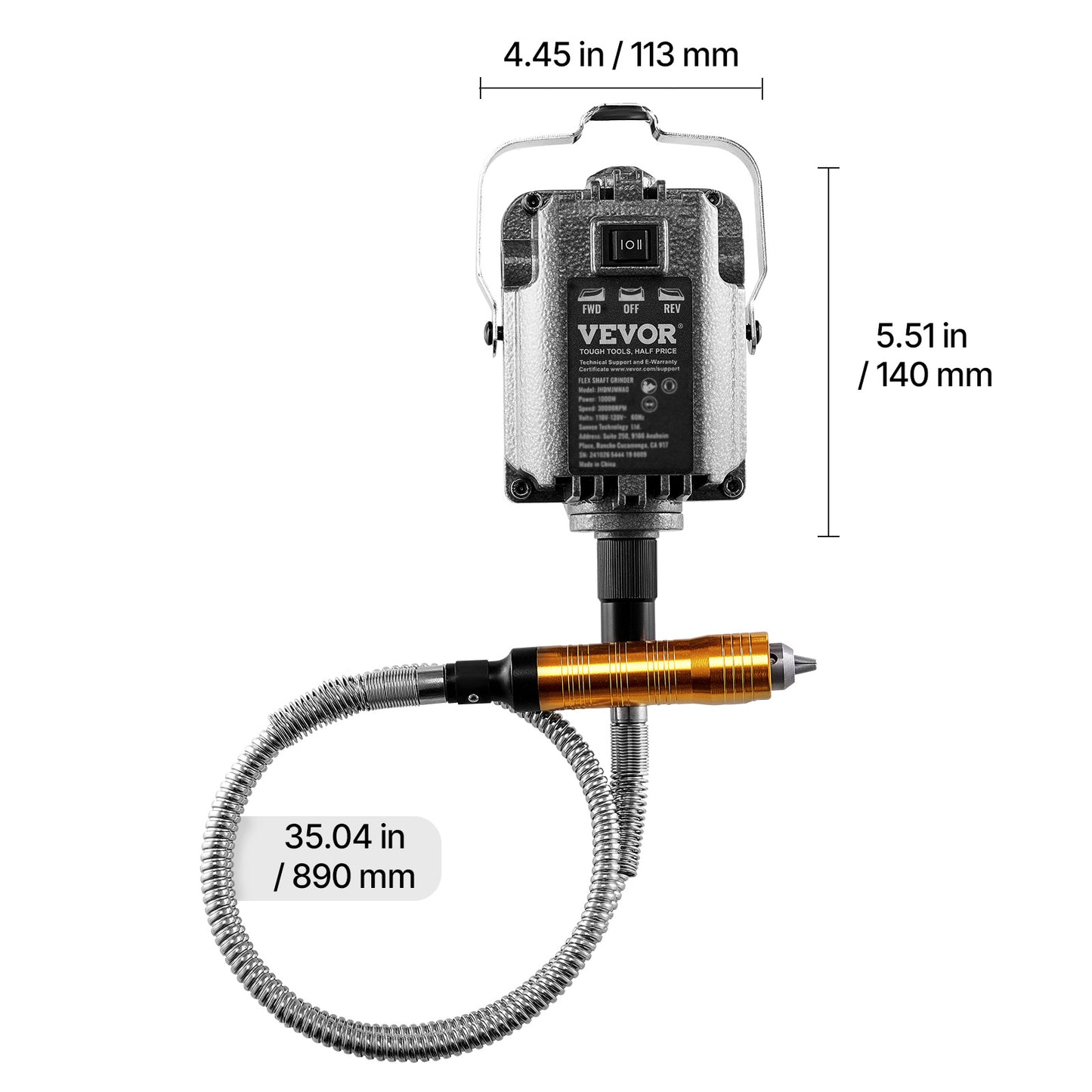 Flex Shaft Slijpmachine – Graveermachine – Polijstmachine – Slijptol – Boormachine – 1000W Motor – 30.000 RPM Snelheid – Voetpedaalbediening – Compleet Accessoirepakket