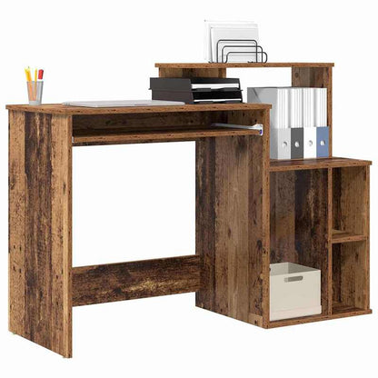 Modern Oak Wood Desk with Storage - Large Spacious Table, Treated Wood (Oak Veneer Top), Minimalist Aged Wood, Sturdy & Smooth Surface for Office, Study, or Workspace - Easy Assembly, 120.5x44x88.5cm