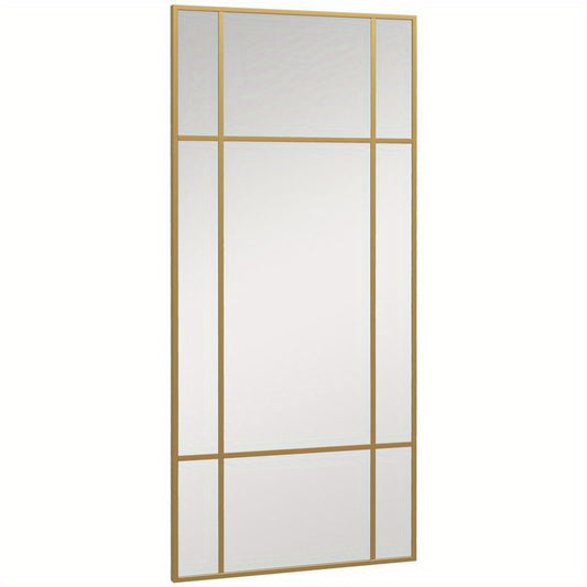 Extra Long Full-Length Mirror - Large Rectangular Bathroom, Living Room, Vanity Mirror with Golden Frame - Modern Full-Length Window-like design - Horizontal or Vertical Hanging - for Entryway, Bedroom - Elegant Home Decor - Easy Installation with Hardwar
