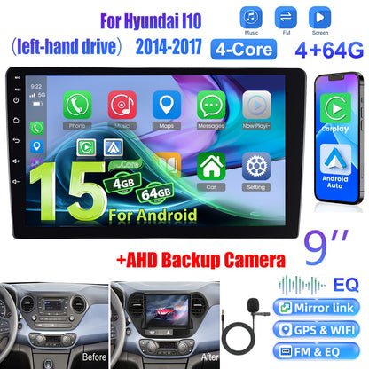 Android 15 Autoradio – Multimedia Systeem – Navigatie Unit – Touchscreen Radio – Car Stereo – 9 Inch IPS Scherm – Draadloze CarPlay & Achteruitrijcamera Met Microfoon
