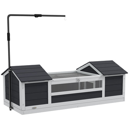 Schildpaddenhuis – Schildpaddenverblijf – Reptielenhuis – Landschildpaddenhok – Terrarium – Hout – Waterdicht Ontwerp – Verstelbare Lampenhouder – Open Dak – Verwijderbaar Tussenschot – Transparant Venster – 120x56,5x43 cm