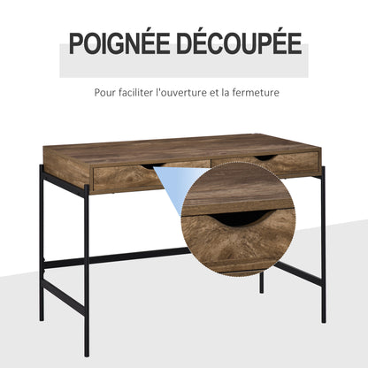 Industriële Bureau – Werktafel – Computertafel – Bureau Met Laden – Stijlvol Bureau – Groot Werkoppervlak 110x55 cm – Stevig Metalen Frame