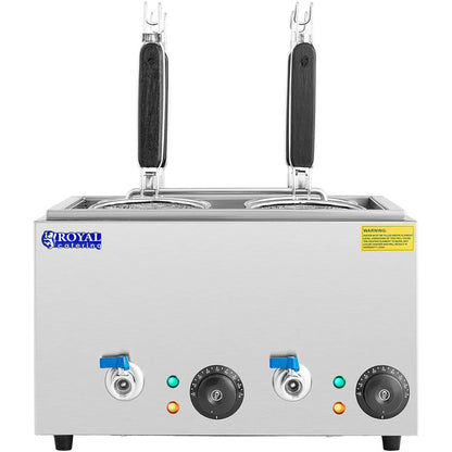 Pastakoker – Pastapan – Macaroni Koker – Elektrische Pastakoker – 4 Mandjes – 2 x 6,5 Liter – 3000 Watt Vermogen – RVS Materiaal