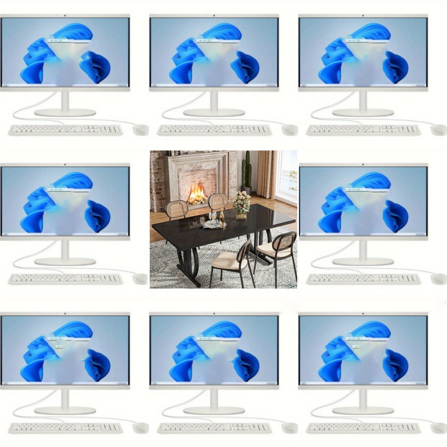 Uitklaptafel – Klaptafel – Vouwtafel – Eettafel – Tuintafel – Ruimtebesparend – Geperst Hout & Metaal – 160 cm Uitbreidbaar – Zwart Geometrisch Onderstel