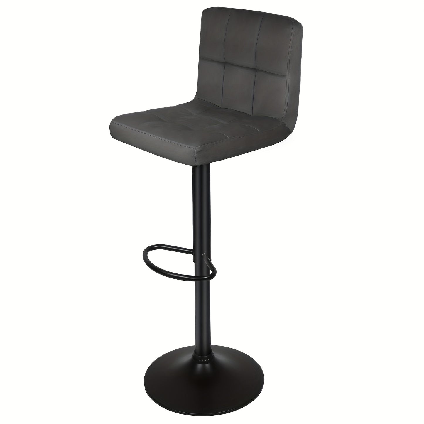 Barkrukken – Barstoelen – Keukenstoelen – Krukken – Barkruk Set – Verstelbare Hoogte – 360° Draaibaar – Fluweel Bekleed – Met Rugleuning – Donkergrijs – Set Van 2
