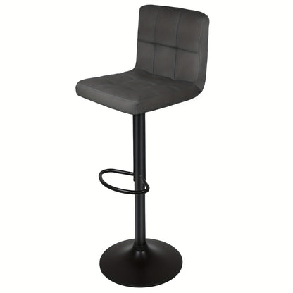 Barkrukken – Barstoelen – Keukenstoelen – Krukken – Barkruk Set – Verstelbare Hoogte – 360° Draaibaar – Fluweel Bekleed – Met Rugleuning – Donkergrijs – Set Van 2