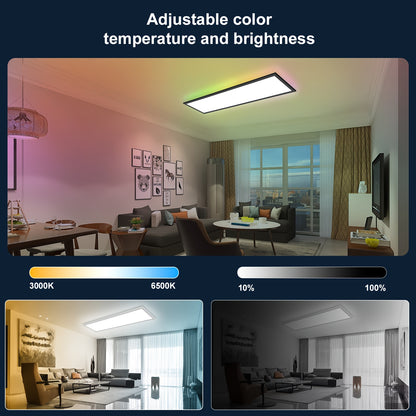 Set Van 5 LED Plafondlampen – LED Paneellamp – Plafondverlichting – Plafondlamp – LED Panelen – 120cm Ultra-dun – Dimbaar Met RGB Kleuren – 40W Energiebesparend