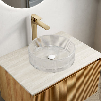 Waskom – Wasbak – Wastafel – Waskom Opbouw – Badkamerkom – Rond Kristalglas – 36 cm Diameter – Gemakkelijk Schoon Te Maken