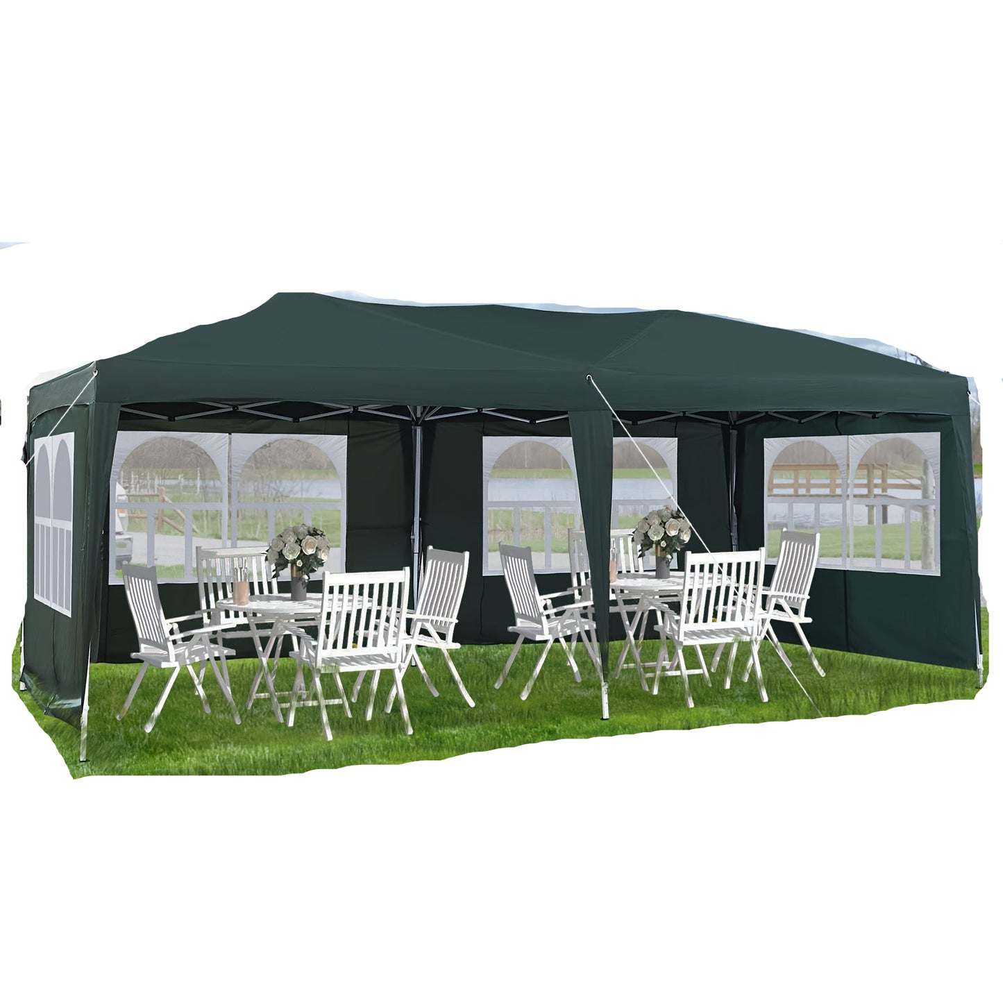 Partytent – Tuinpaviljoen – Tuintent – Overkapping – Feesttent – 3x6 m – UV-bestendig – Stevig Stalen Frame