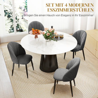 Eetkamerstoelen – Keukenstoelen – Stoelen Set – Moderne Stoelen – Fluwelen Stoelen – Donkergrijs – Steviele Stalen Poot – Compact Armless Design