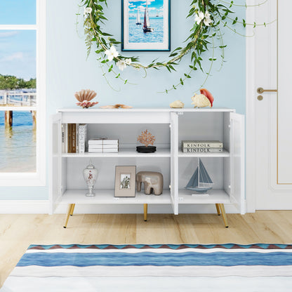Tv-meubel – TV-kast – Televisiekast – Dressoir – Media Meubel – Met Deuren En Lades – Rattan Accenten – Landelijke Stijl – Veel Opbergruimte – Wit