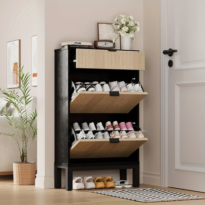 Schoenenkastje – Schoenenrek – Schoenenopberger – Schoenendisplay – Schoenenkast – Smal Vrijstaand Design – 16 Paar Opbergruimte – MDF Hout Metalen Pootjes