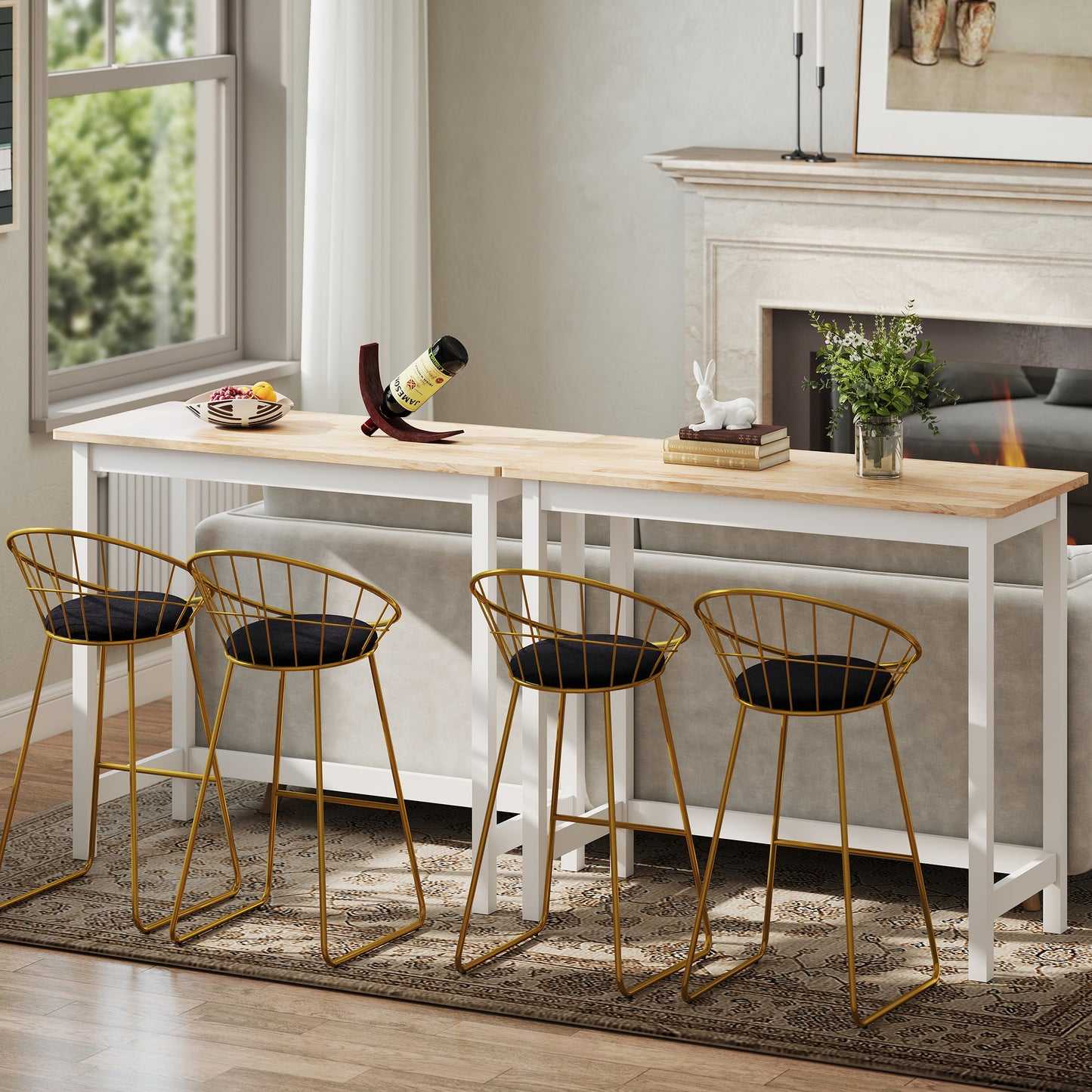 Koffietafel – Salontafel – Bijzettafel – Tafel – Compacte Tafel – Eikenlook – Wit Onderstel – Compact Formaat voor Kleine Ruimtes – Stevige Constructie