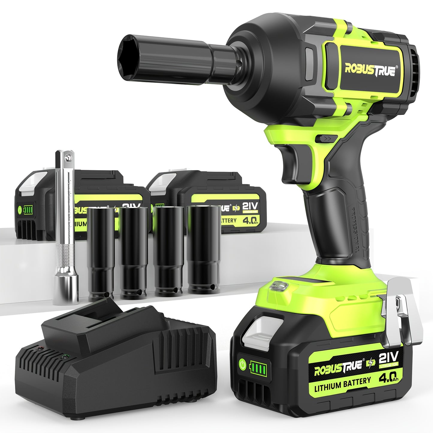 Slagmoersleutel – Slagschroevendraaier – Impact Wrench – Elektrische Moersleutel – 1100 N.m Variant – 21V Brushless Motor – 2×4.0Ah Snel Oplaadbare Batterijen