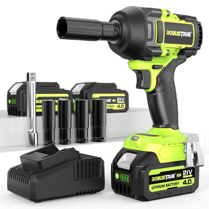 Slagmoersleutel – Slagschroevendraaier – Impact Wrench – Elektrische Moersleutel – 1100 N.m Variant – 21V Brushless Motor – 2×4.0Ah Snel Oplaadbare Batterijen