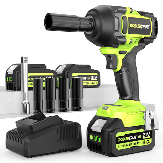 Slagmoersleutel – Slagschroevendraaier – Impact Wrench – Elektrische Moersleutel – 1100 N.m Variant – 21V Brushless Motor – 2×4.0Ah Snel Oplaadbare Batterijen