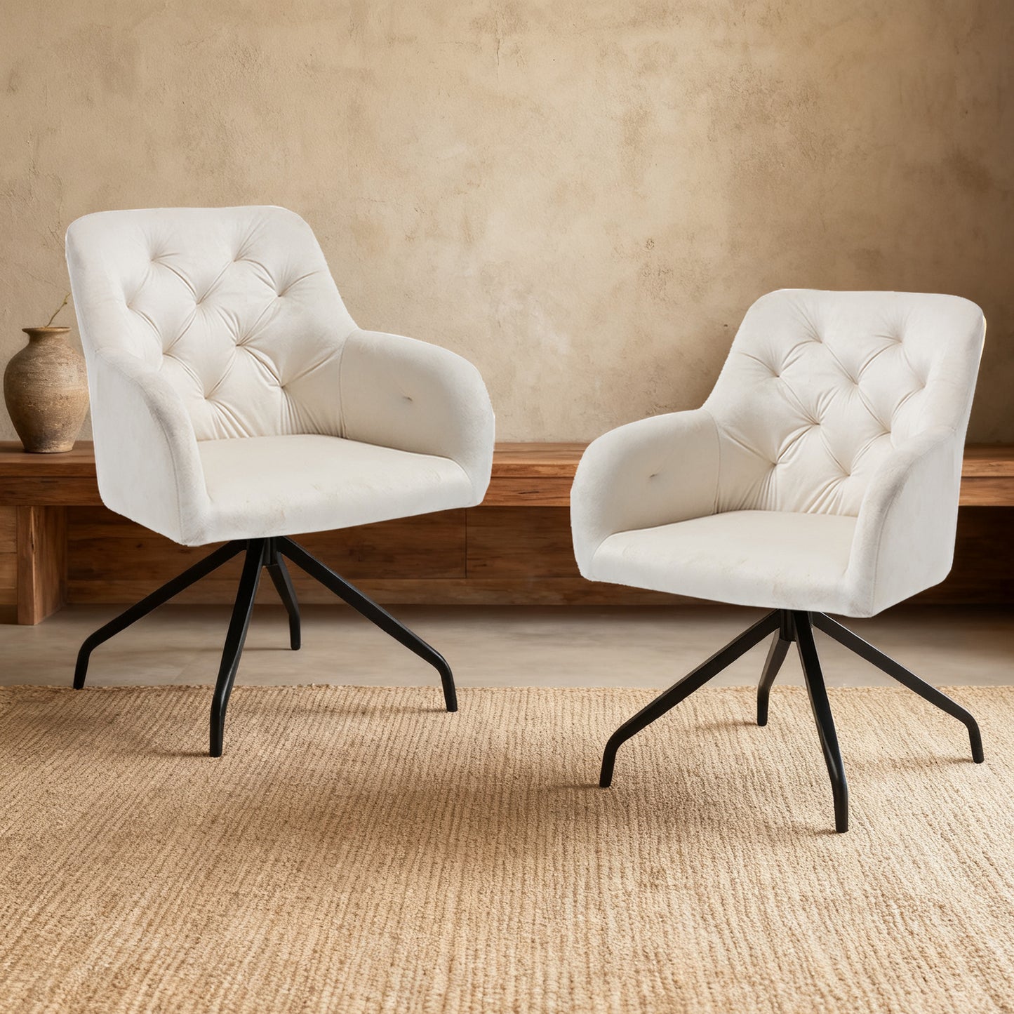 Eetkamerstoel – Eetkamerstoelen – Keukenstoel – Draaistoel – Stoel Met Armleuning – Set Van 2 – Velvet Bekleding – 360° Draaibaar Met Metalen Onderstel