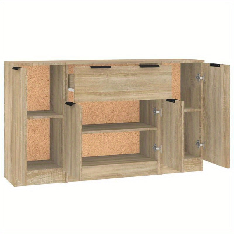 Modern Minimalist Sideboard with Drawers & Shelves - Light Wood Finish, Contemporary Design for Living Room or Bedroom, Space-Saving Storage Furniture, Bedroom Storage Furniture, Sleek Furniture Piece, Smooth Finish Furniture