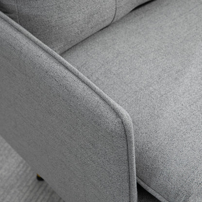 Fauteuil – Loungestoel – Relaxstoel – Zitzetel – Accentstoel – Grijs Linnen Look – Stalen Poten – Compact 76x68x80 cm