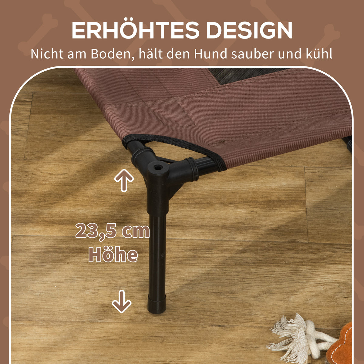 Hondenmand – Hondenbed – Hondenkussen – Buitendogbed – Verhoogde Mand – Met Beschermende Canopy – Ademend Fluweel – Afmeting 122 x 92 x 108 cm