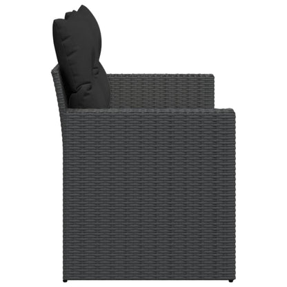 2-Persoons Tuinbank – Buitenbank – Rieten Bank – Loungeset Bankje – Tuinmeubel Bank – Weerbestendig Poly Rattan – Comfortabele Dikke Kussens – Zwart Frame Crème Kussens
