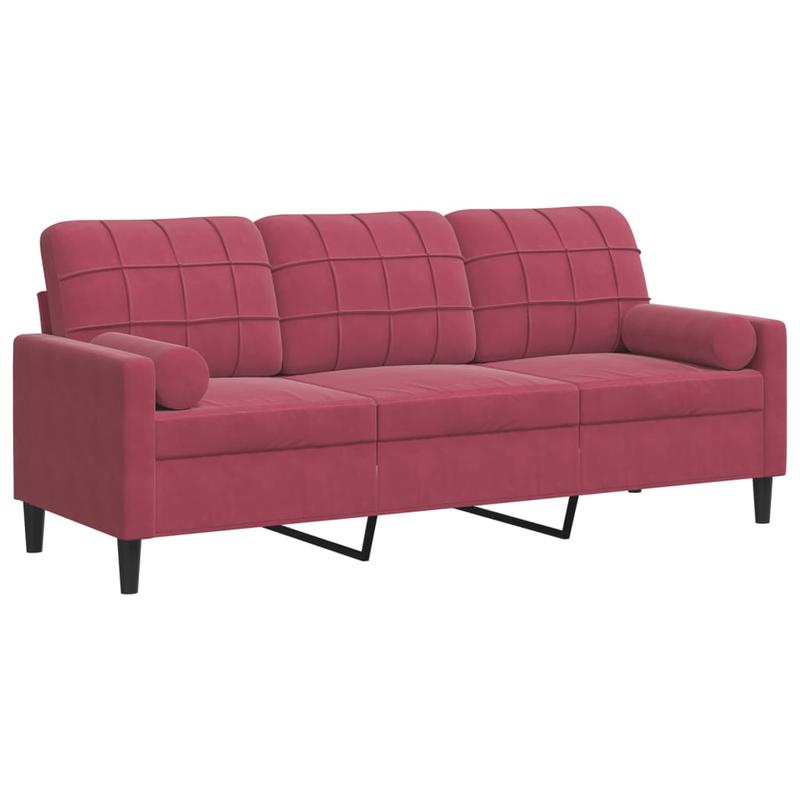 3-zitsbank – Sofa – Bank – Zetel – Loveseat – Wijnrood – Fluweel – 180 cm Breed – Duurzaam & Comfortabel