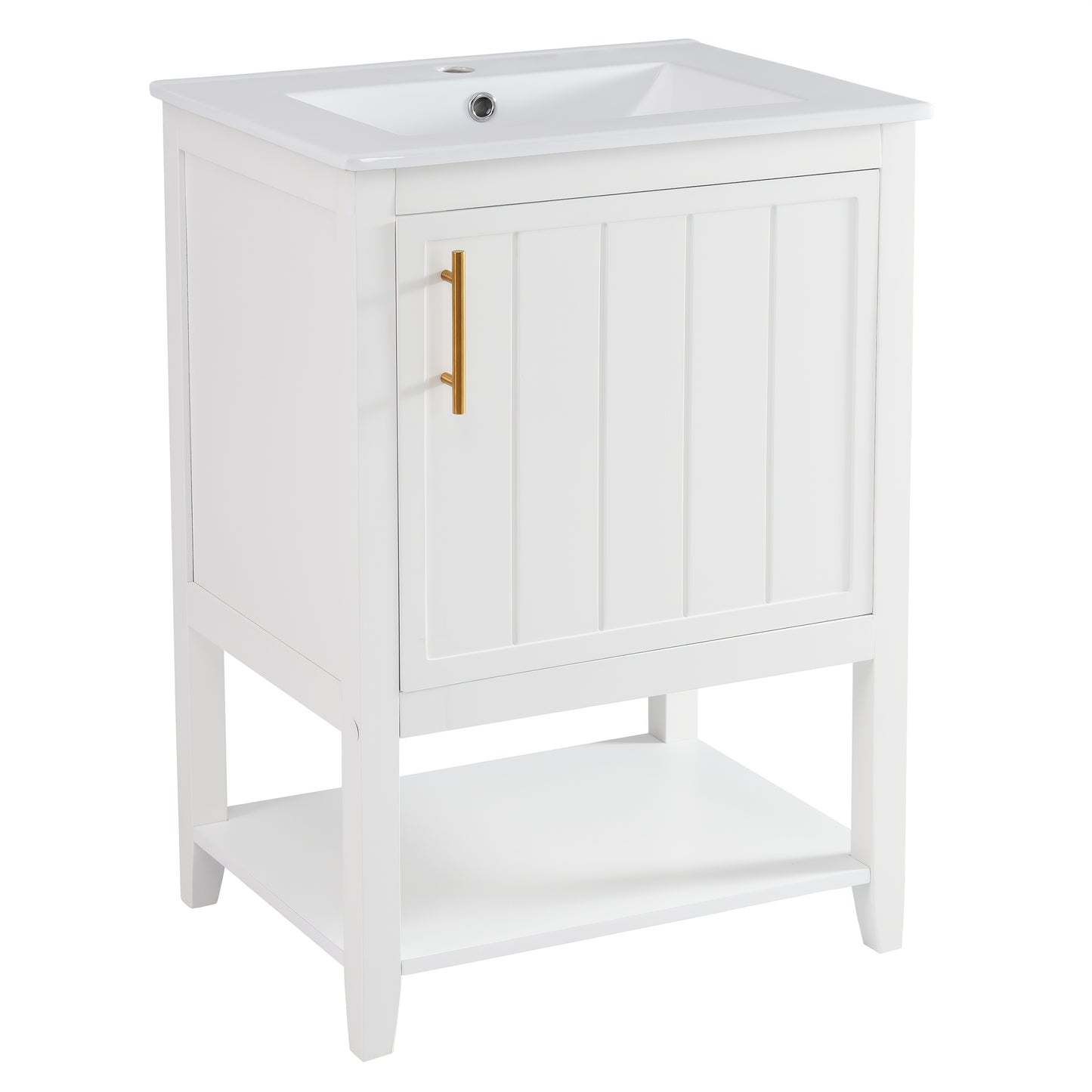 Badkamermeubel Enkele Waskom – Wastafelmeubel – Wastafelkast – Wasbakmeubel – Badkamerkast – 60 cm Compact – Keramische Waskom - Wit