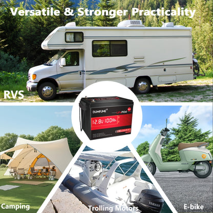 Lithium Accu – LiFePO4 Batterij – Elektrische Accu – Camper Accu – Boot Accu – 12V 100Ah – 100A BMS Bescherming – 1280W Hoog Vermogen – 6000 Levensduur Cycli