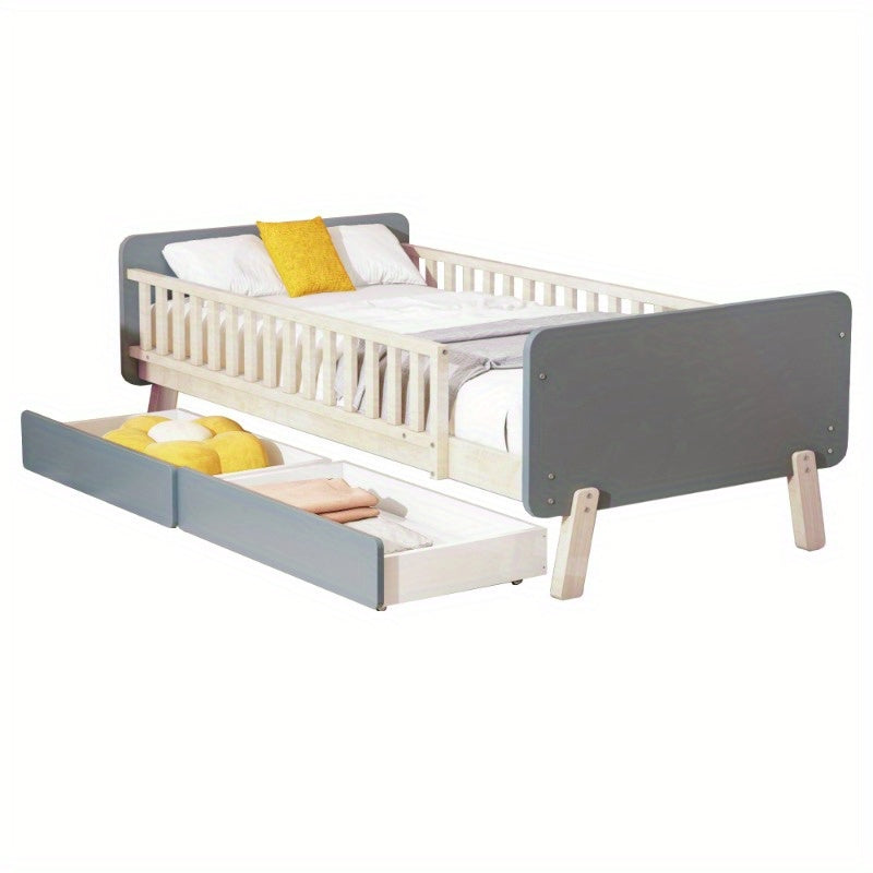 Eenpersoonsbed – 1-Persoonsbed – Stapelbed – Kinderbed – Ledikant – Metaal Frame – Stoffen Hoofdbord – 140x200 cm – Max 300 kg Belastbaar