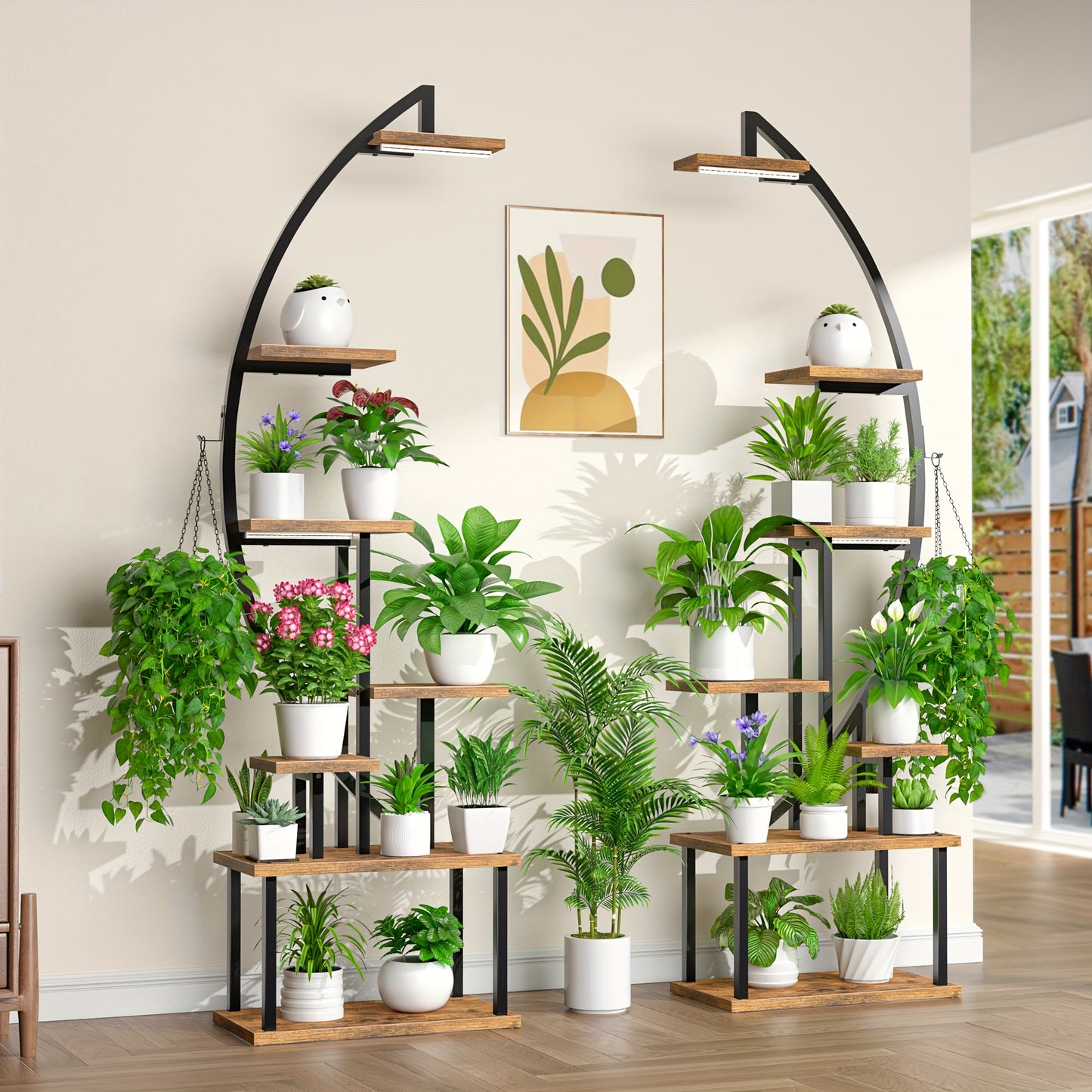 7-laags Plantenstandaard – Plantenrek – Plantentafel – Plantenhouder – Plantenmeubel – Met Groeilampen – Stevig Metalen Frame – Zwart