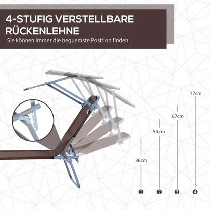 Ligbed – Ligstoel – Zonnebed – Loungestoel – Verstelbare Rugleuning – Opvouwbaar – Lichtgewicht Frame – Inclusief Verstelbaar Zonnescherm