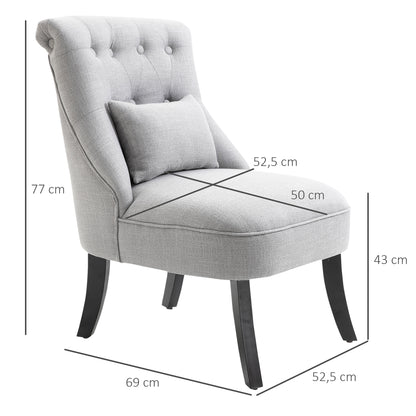 Fauteuil – Relaxstoel – Leunstoel – Zitstoel – Tv-stoel – Met Rugkussen – Linnen Bekleding – Compact 52,5x69x77 cm