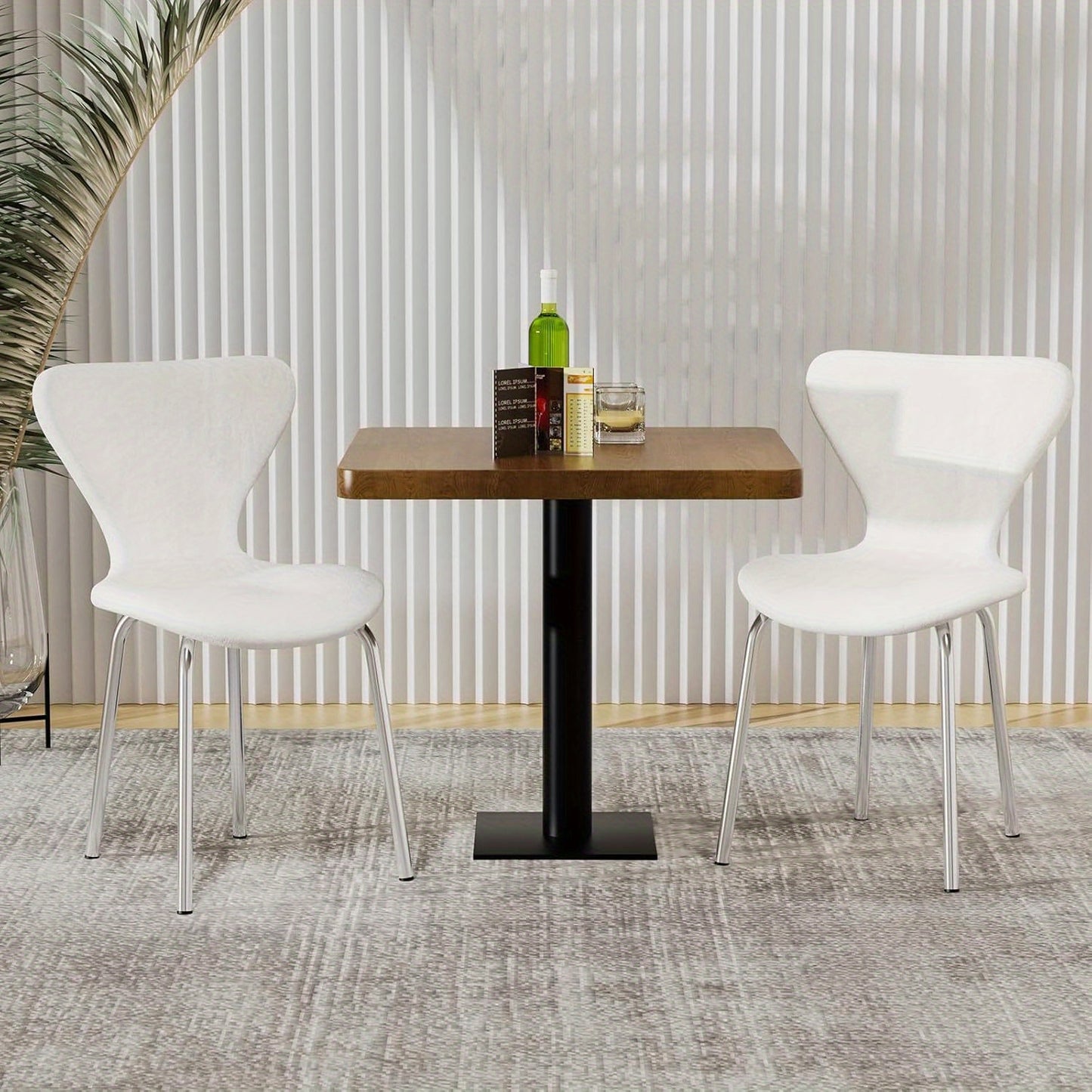 Set van 2 Velvet Eetkamerstoelen – Gestoffeerde Lounge- en Receptiestoelen met Ergonomische Rugleuning en Metalen Poten – Witte Keuken- en Woonkamerstoelen