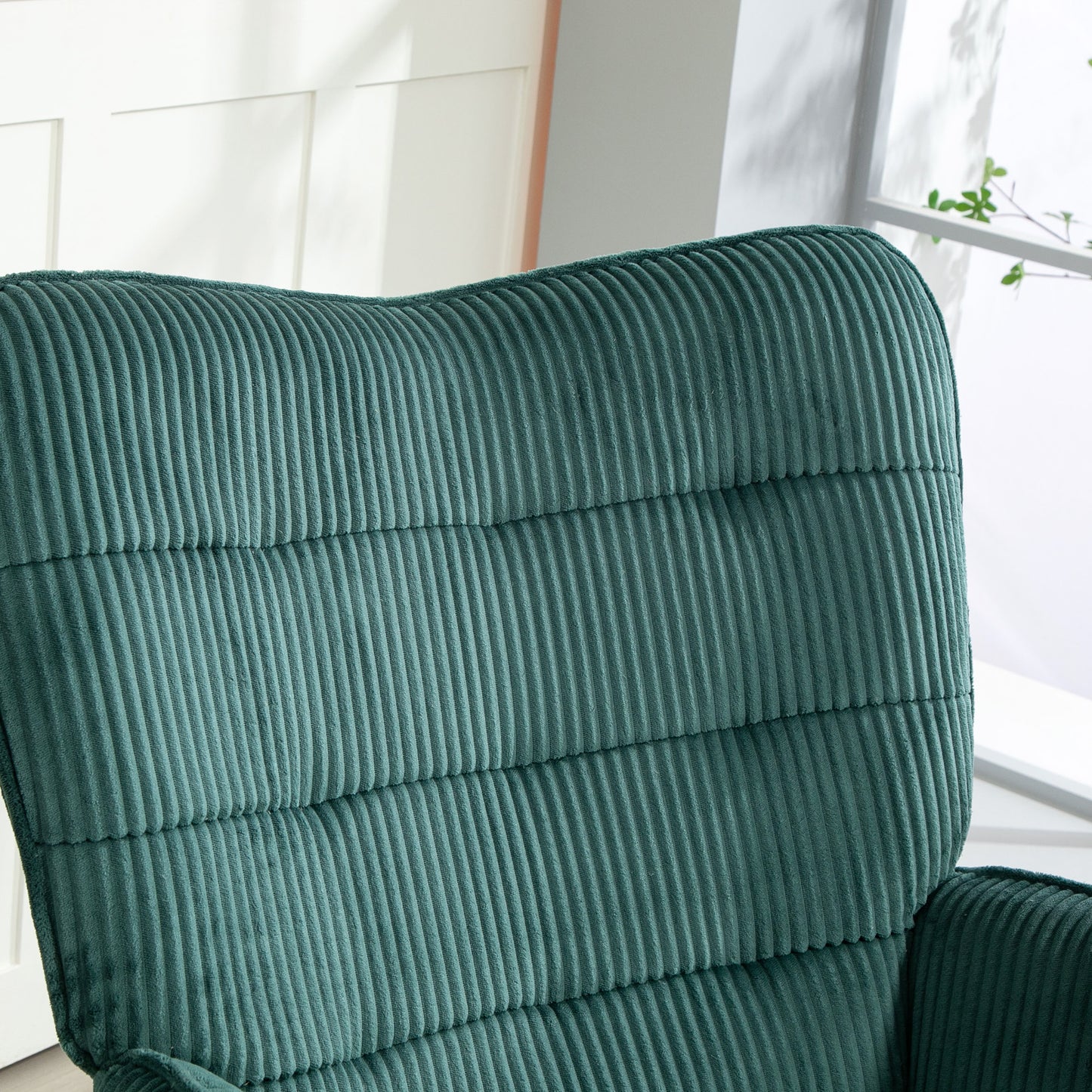 Schommelstoel – Rocking Chair – Schommelstoel Kinderkamer – Lounge Stoel – Relaxstoel – Donkergroen – Beukenhouten Frame – Comfortabele Stoffering – Max. 120 kg Belastbaar